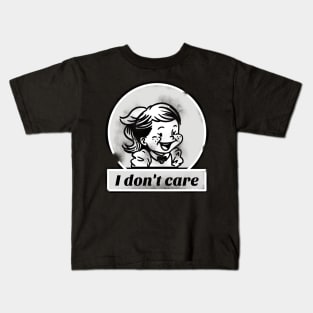 I Don't Care Anti-social Girl Kids T-Shirt
